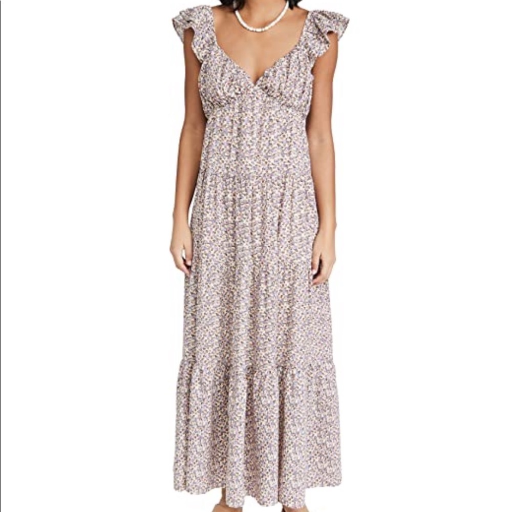ENGLISH FACTORY Floral Ruffle Sleeve Maxi Dress